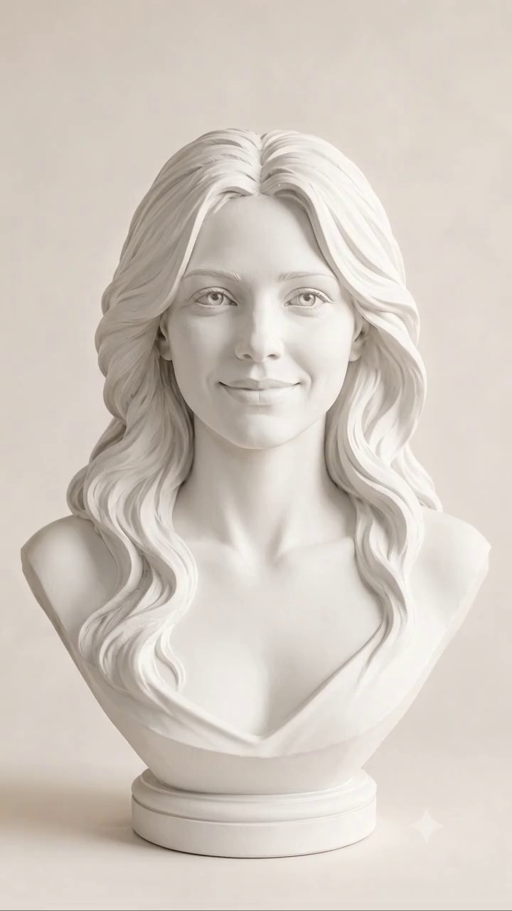 Biała figurka 3D — popiersie kobiety